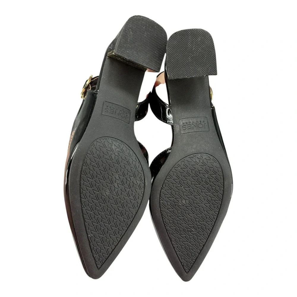 Jones New York Candree‎ Black Patent Slingback Block Heel Pumps Womens 6.5M